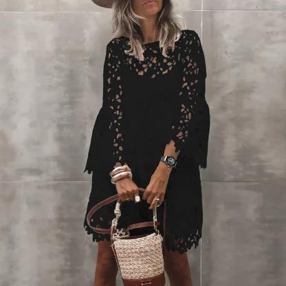 Lace Hollow Out White Dress - Image 5