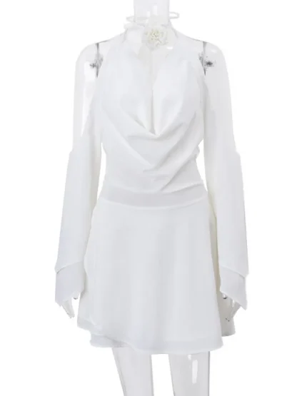 Swinging Collar Backless Mini Dresses - Image 5