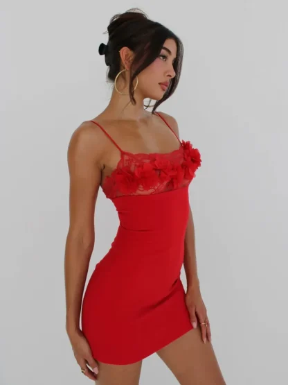 3D Floral Lace Mini Dresses - Image 2