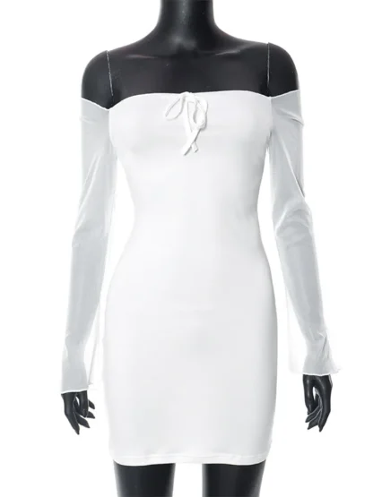Off-shoulder Bodycon White Dress - Image 5