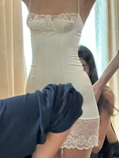 Sexy Lace Patchwork Mini Dress - Image 5