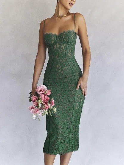 Skinny Lace Spaghetti Strap Dresses - Image 2