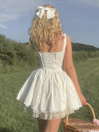 Elegant Flowy Mini White Dress - Image 5