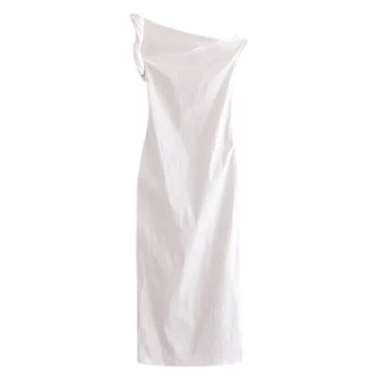 Elegant Slash Neck White Dress - Image 6