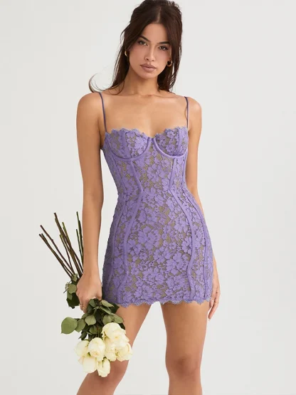 Spaghetti Strap Lace Sexy Dress - Image 3