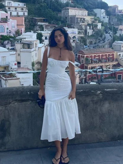 Casual Elegant White Dress - Image 2