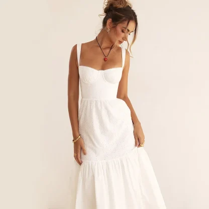 Casual Elegant White Dress - Image 4