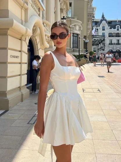 Backless Elegant Bow Mini Dress - Image 2