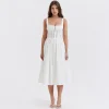Square Neck Elegant White Dress