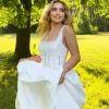 Square Neck Elegant White Dress - Image 4