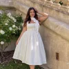 Square Neck Elegant White Dress - Image 5
