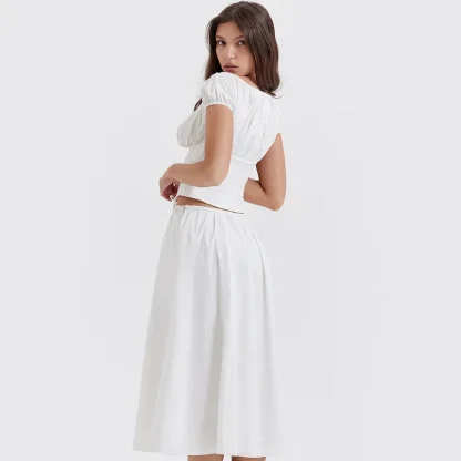 Square Neck Drawstring Dress Set - Image 6