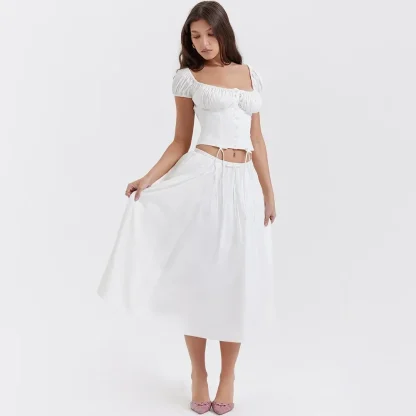 Square Neck Drawstring Dress Set