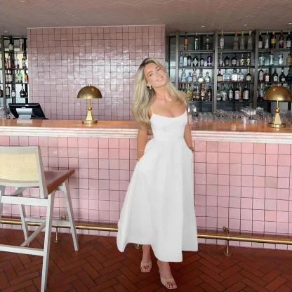 A-line Spaghetti Strap White Dresses - Image 2