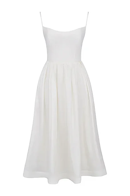 A-line Spaghetti Strap White Dresses - Image 6