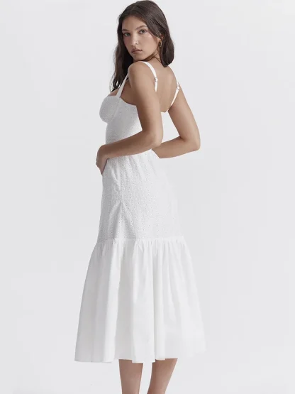 Elegant White Midi White Dress - Image 2