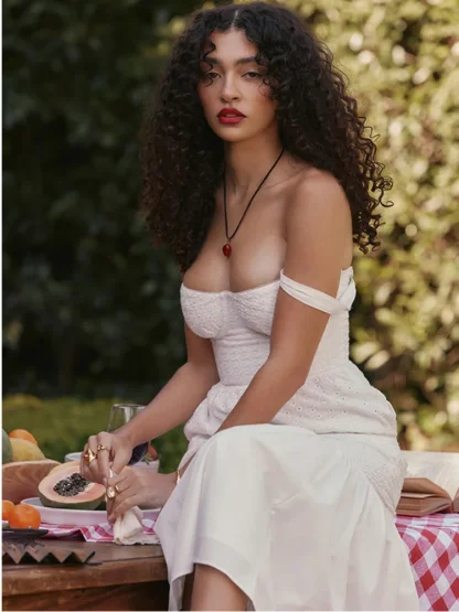 Elegant White Midi White Dress - Image 5