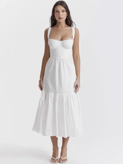 Elegant White Midi White Dress