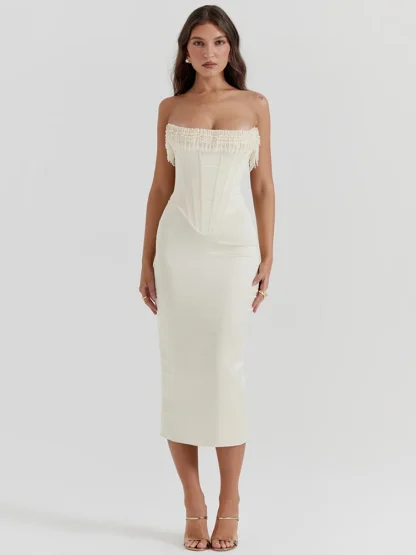 Strapless Tassel Neckline Dresses - Image 4