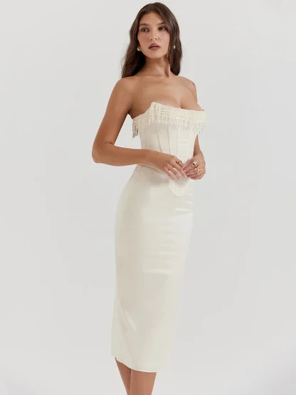 Strapless Tassel Neckline Dresses - Image 5