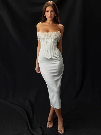 Strapless Tassel Neckline Dresses
