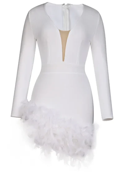 V-neck Slanted Hemline Dresses - Image 4