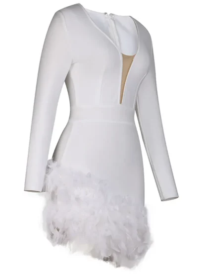 V-neck Slanted Hemline Dresses - Image 5