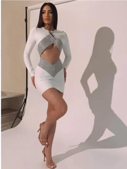 Long Sleeve Diamond-like Dresses - Image 3