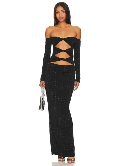 Off-shoulder Cutout Maxi Dresses - Image 3