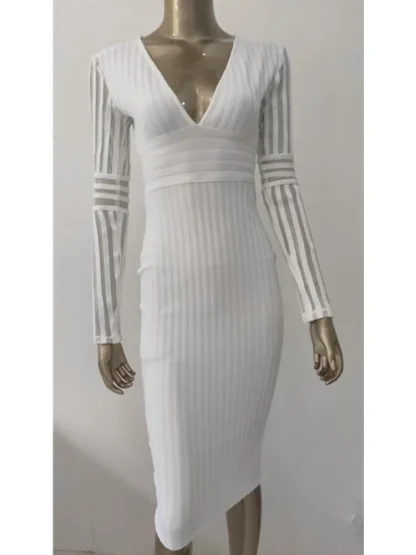 V-neck Bodycon Midi Dress - Image 4