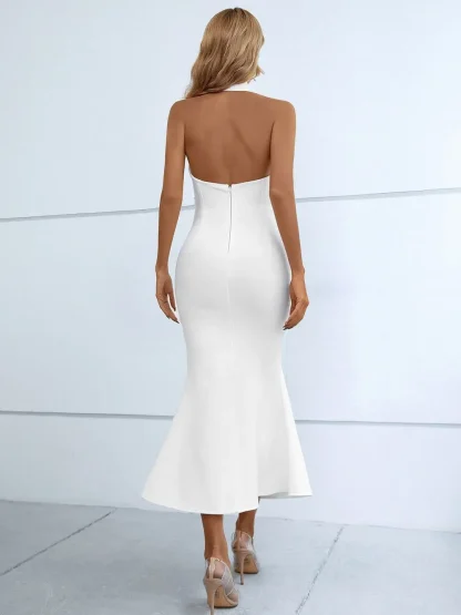 Asymmetrical Halter Bodycon Dresses - Image 3