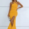 Asymmetrical Halter Bodycon Dresses - Image 6