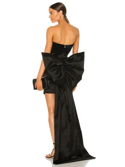 Strapless Bowknot Back White Dresses - Image 4