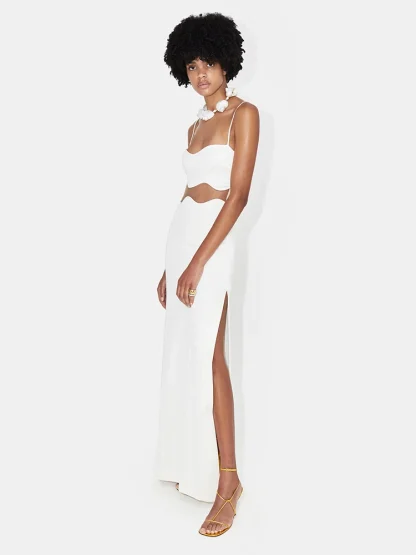 Sleeveless Mesh Waist Maxi Dresses - Image 5
