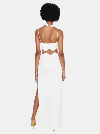 Sleeveless Mesh Waist Maxi Dresses - Image 6