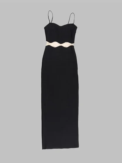 Sleeveless Mesh Waist Maxi Dresses - Image 4