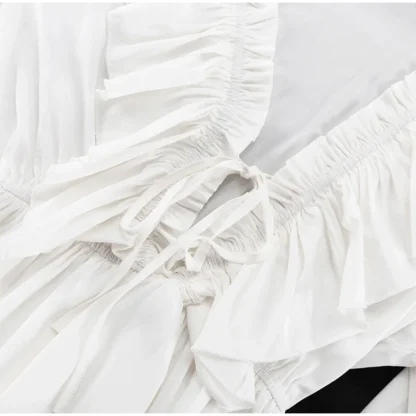 Ruffled V-neck Elegant White Dress - Image 7