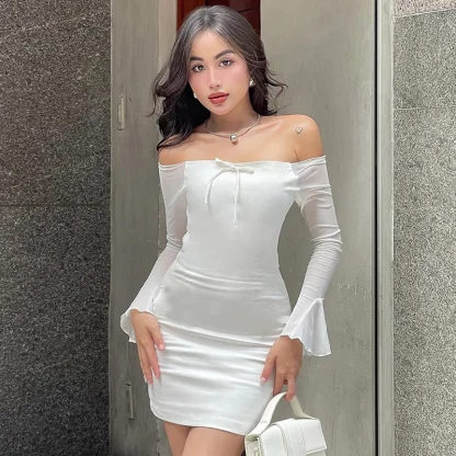 Off-shoulder Bodycon White Dress