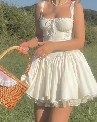 Elegant Flowy Mini White Dress - Image 6