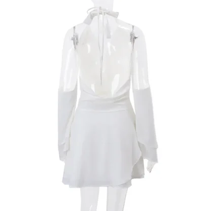 Swinging Collar Backless Mini Dresses - Image 6