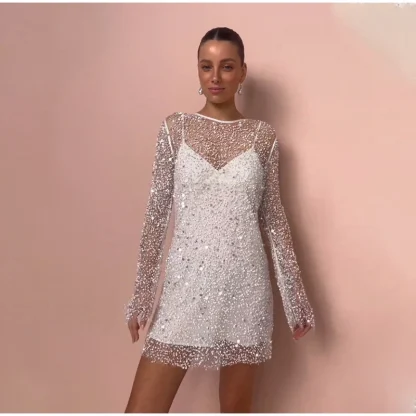 See-through Spaghetti Strap Mini Dress - Image 3