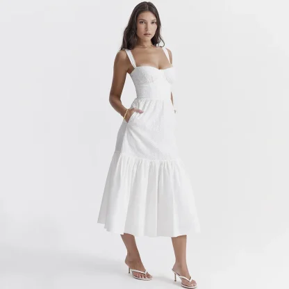 Casual Elegant White Dress - Image 5