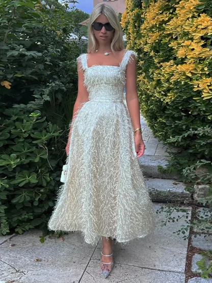Elegant Sleeveless White Midi Dress - Image 4