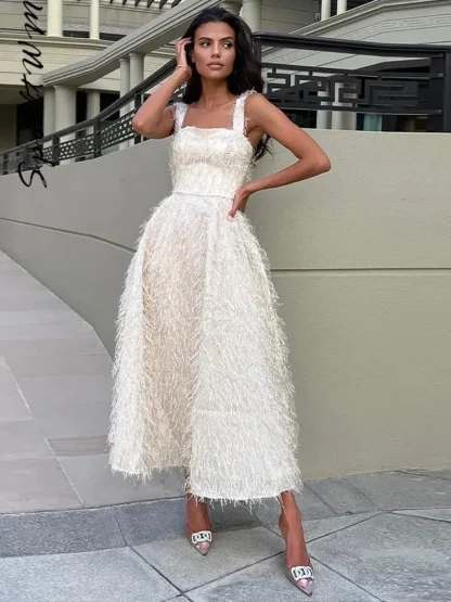 Elegant Sleeveless White Midi Dress