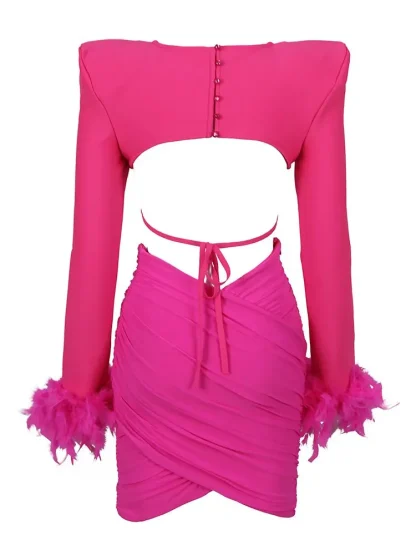 Sexy Long Sleeve Bodycon Dress Set - Image 6
