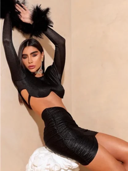 Sexy Long Sleeve Dress Set - Image 3