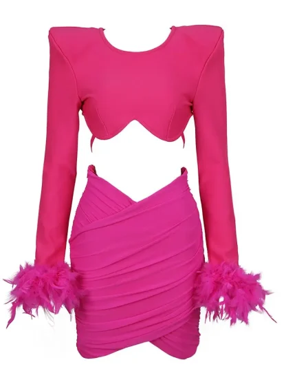 Sexy Long Sleeve Bodycon Dress Set - Image 4