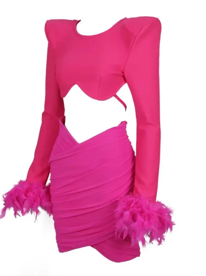Sexy Long Sleeve Bodycon Dress Set - Image 5