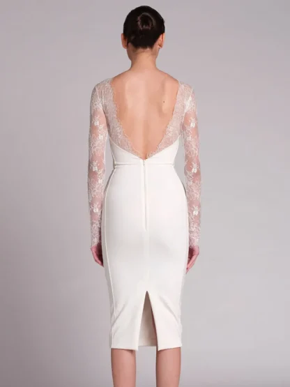 Long Sleeve Lace White Dresses - Image 3
