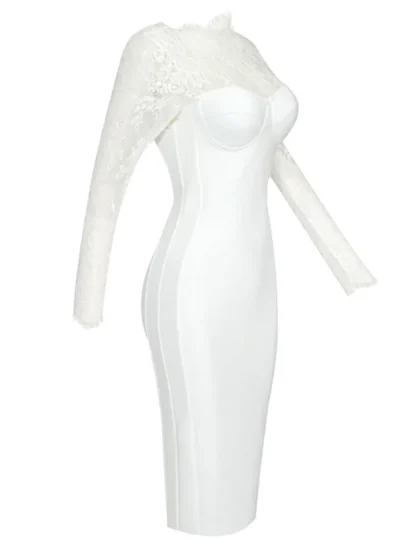 Long Sleeve Lace White Dresses - Image 5